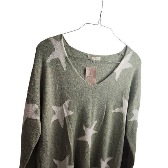 A Beautiful Soul NWT Sage Star V Neck Pullover Lightweight Beach Sweater Size 18 - Picture 5 of 11